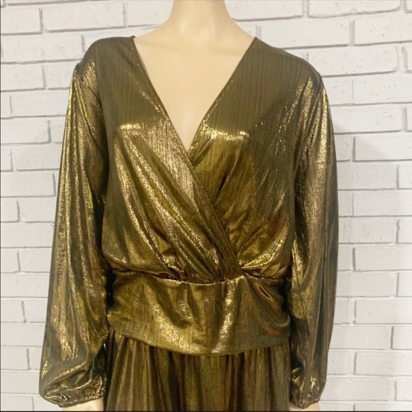 Michael Michael Kors Women's Gold Faux Wrap Dress - Picture 2 of 4